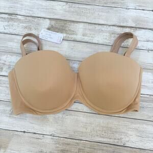 Soma Bra Sz 36DD Embraceable Strapless Beige Underwire Padded Convertible NWT